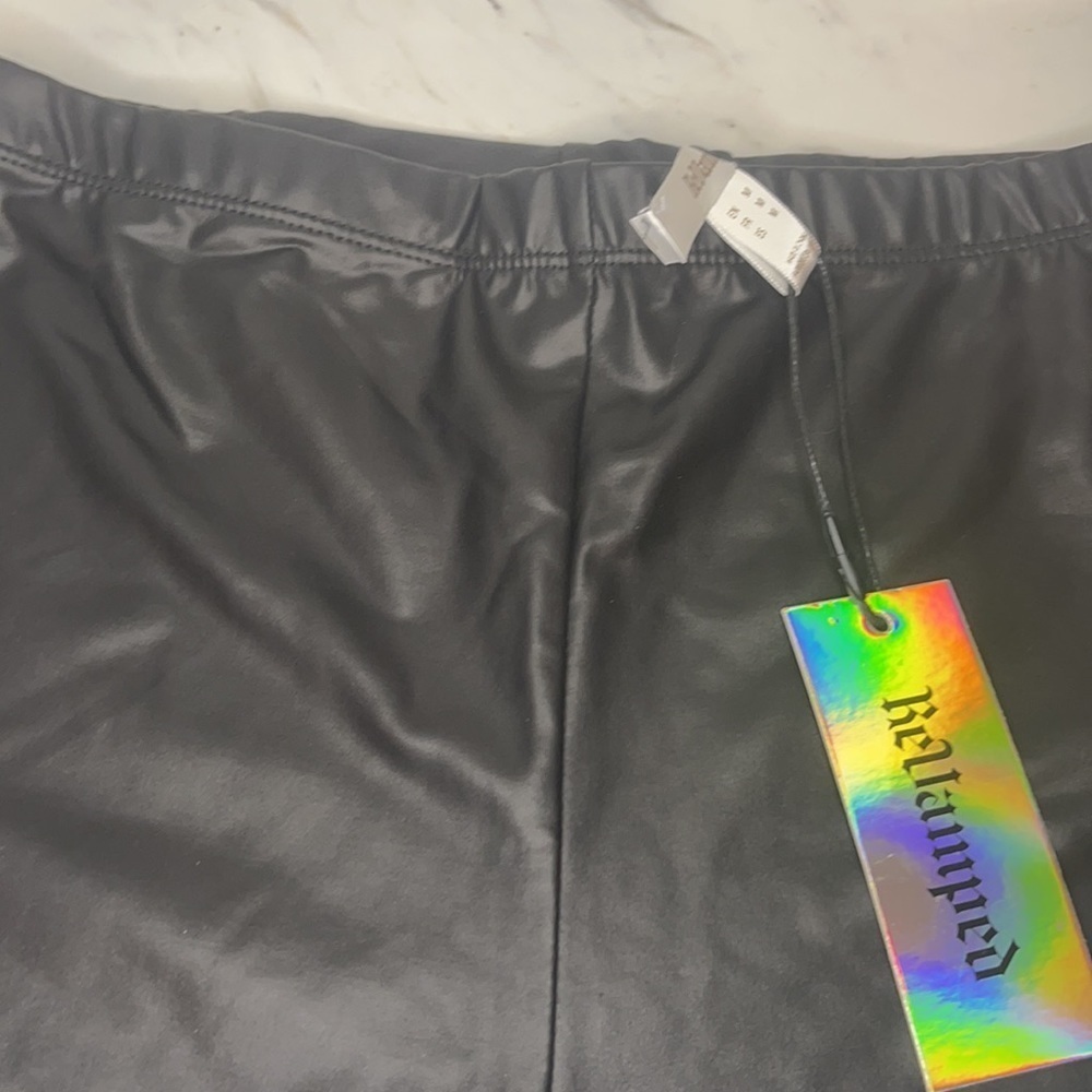 Faux Leather Biker Shorts - Black - Size Small - Picture 5 of 5